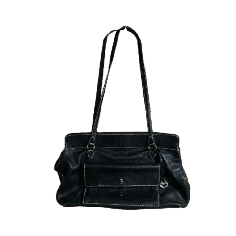 Brighton Pebbled Leather Women's Large Black Shoulder Satchel Bag Purse GUC